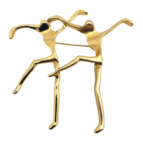 Modern Dancers Gold Tone Brooch Pin - Picture 5 of 6